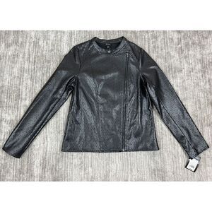 Art Class Jacket Girls Black 14/16‎ Extra Large Faux Leather Starcut Pattern